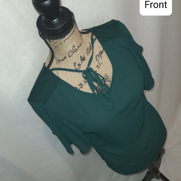 Women's Ann Taylor Loft Forest Green Blouse Small - Picture 5 of 8